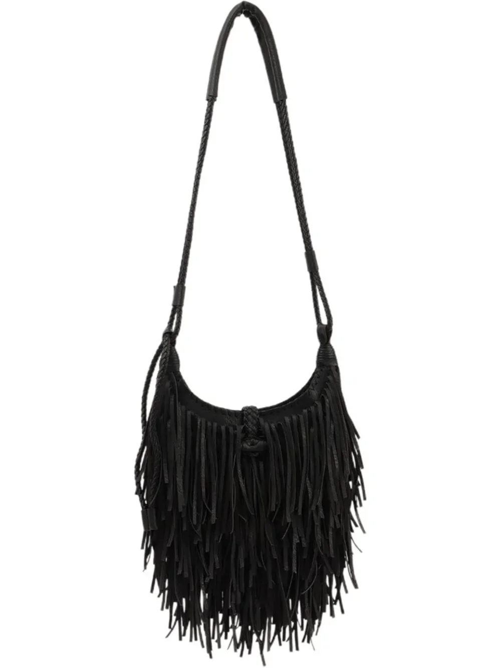 Vintage Fringe hobo bags for Women Vegan Faux Suede Leather Tassel Crossbody Bag - Picture 3 of 9